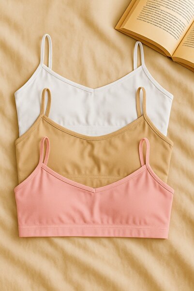 nesterinzar Women's 3-Pack Padded Sports Bra with String Straps Half Tank Top