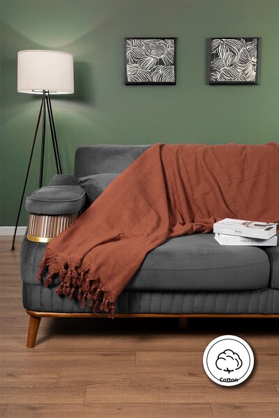 Cotto Home Sofa Cover 100% Cotton Striped Decorative Pique Multi-Purpose Tile Color 170X200 cm