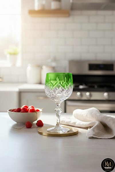 Kristal Market Handmade Crystal Drop Colorful Luxury Footed Goblet Coffee Side Water Glass