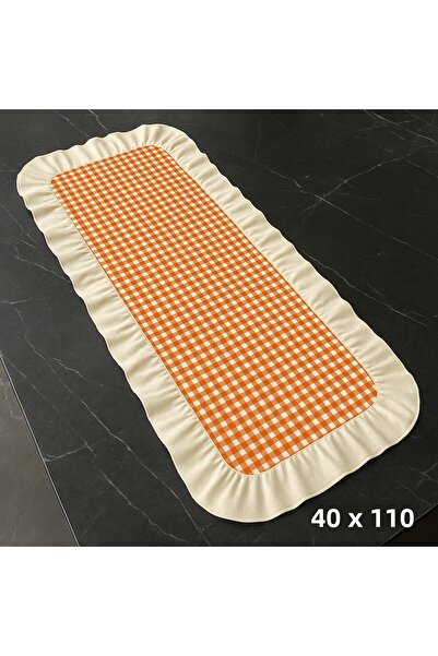 Belomia Home Collection Πορτοκαλί-Λευκό ράνερ με λεπτομέρεια βολάν από ύφασμα...