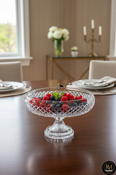 Kristal Market 28cm Charisma Standing Fruit Pot Presentation Holder Luxury Cutout Crystal