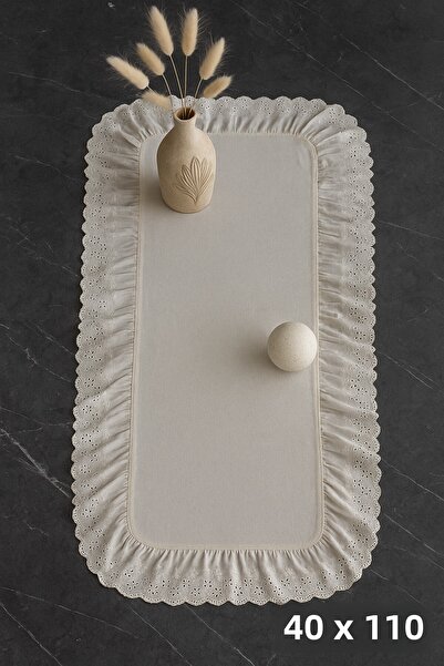 Belomia Home Collection Λινό οβάλ ράνερ με λεπτομέρεια βολάν (40-110 εκ.)