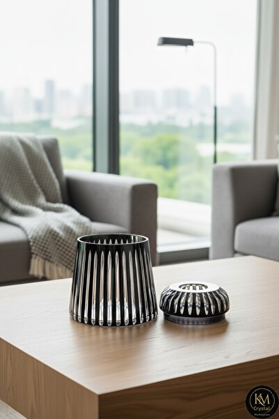 Kristal Market Handmade Cut Crystal Mercury Vertical Pattern Decorative Prese...