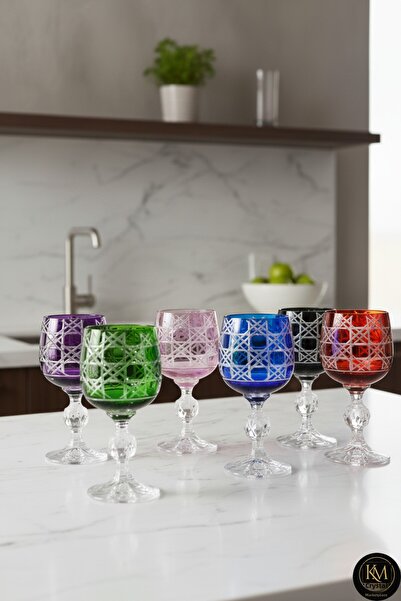 Kristal Market Luxury Crystal Standing 6 Piece Goblet - Coffee and Water Glass