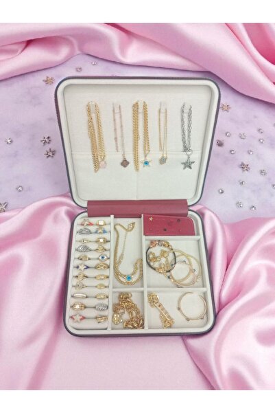 Gold Box Large Size Jewelry Organizer and Jewelry Storage Box 27*24 Dimensions (Red)