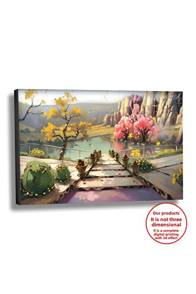 Harikabirev PANZA-PICURĂRI DE PERETE-PICURĂRI DE SALĂ PENTRU TABLOURI, TABLOURI DE PEISAJ CU FLORI PE UN DRUM LAC | CADRU ORIZONTAL FĂRĂ CADRU