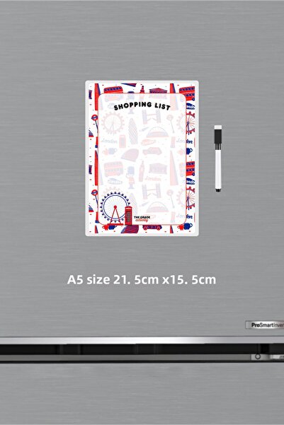 The Grade قائمة تسوق صيفية بتصميم لندن، حامل ملاحظات للثلاجة، ديكور للمطبخ، مغناطيس للثلاجة، دفتر ملاحظات