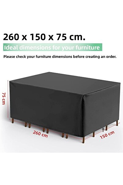 Breen غطاء حماية أثاث الحدائق أسود مقاوم للماء - 260x150x75 سم
