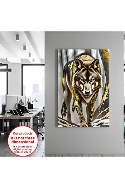 Harikabirev PANZA-PICURĂRI DE PERETE-PIEȚĂ DE TABLĂ FIGURĂ ANIMALĂ LUP NEMĂRIT 2 |   TABLO PE Pânză FĂRĂ CADRU VERTICAL