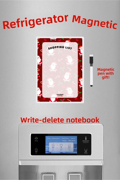 The Grade قائمة تسوق سانتا كلوز الصيفية، حامل مغناطيسي للثلاجة، زينة عيد الميلاد، إكسسوارات السنة الجديدة