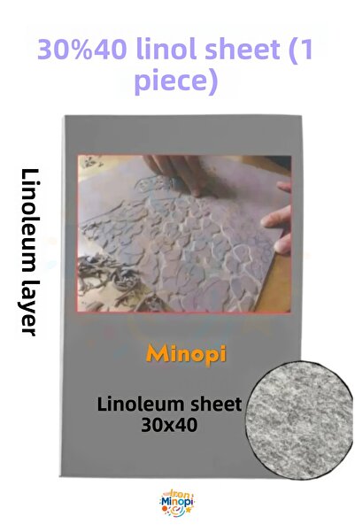 Minopi (1 Piece) Linoleum Sheet 2.5 mm A3 - 30X40 Size 1St Grade Quality Linol Gray