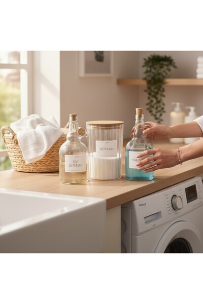 zezedesing Буркан за перилен препарат с овален раиран дървен капак - 2200 мл....