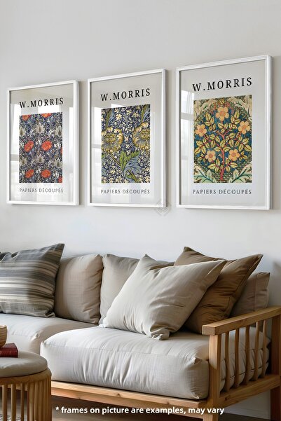 Basquiart Decorație artistică Morris, set de 3 postere înrămate albe, set de ...