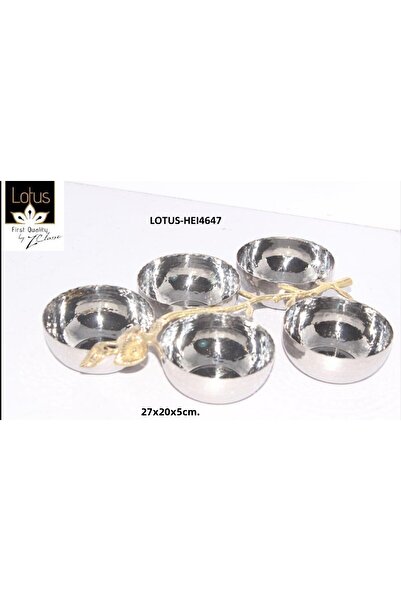 esdekor Five Snack Bowls with Steel Brass Accessories First Quality 27X20X5Cm
