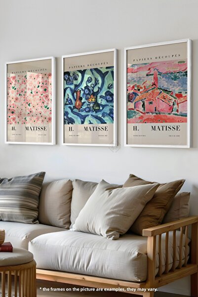Basquiart Poster înrămat alb în 3 piese H Matisse, set de picturi nr:17