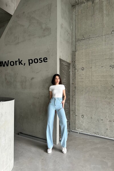 XRAY JEANS Pantaloni damă Palazzo largi cu talie înaltă din denim albastru