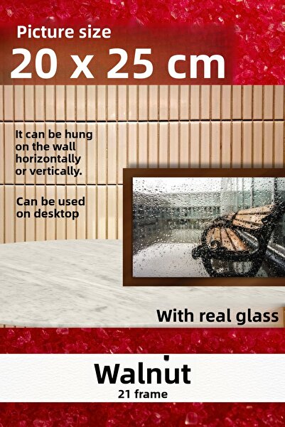 AtlasSG Real Glass 21cm Flat 20 X 25 Brown Photo Picture Frame Standing Backboard or Hanging on the Wall