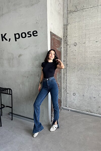 XRAY JEANS Námořnické modré džíny s vysokým pasem - volná španělská noha