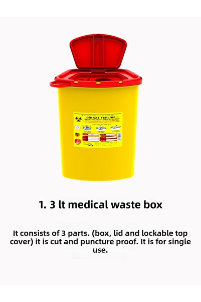 TELKAR Set de 5 cutii pentru deșeuri medicale de 1,3 litri