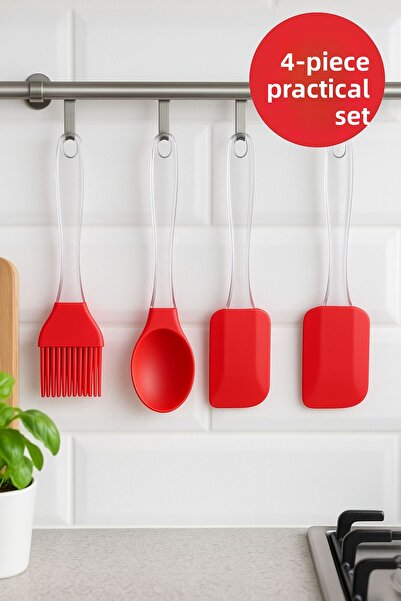 Open Home Concept 4-Piece Practical Silicone Kitchen Set – Mixing, Greasing, Serving and Cream Coating