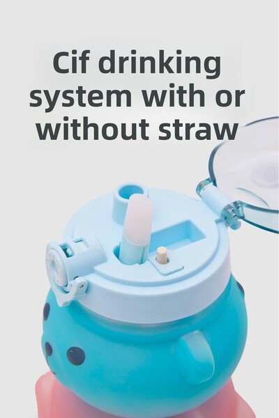 LEON LİFE 1000ml Teddy Bear Water Bottle, Bpa-Free, with Carrying Strap, Sippy-Free Teddy Bear Water Bottle - Turquoise Blue