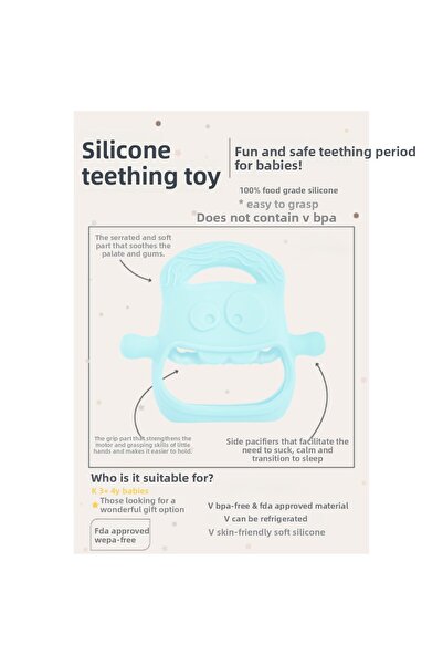 BYKOPUZ Blue Baby Silicone Teether