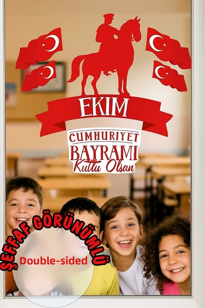 Kt Grup Set de autocolante cu două fețe pentru perete din sticlă pentru Ziua Republicii, 29 octombrie