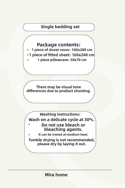 merland benvecocuk Blue Floral Patterned Cotton Single Duvet Cover Set