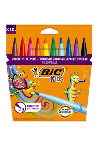 Nuasya قلم فيساكواريل للأطفال ذو 10 ألوان مع طرف فرشاة