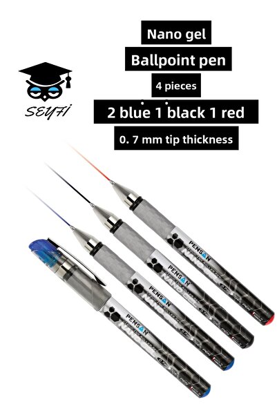 SEYFİKİRTASİYE طقم أقلام جل نانو من بنسان مكون من 4 أقلام حبر جاف 0.7 مم، قلم...