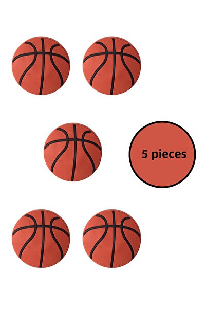 MegaVitrin 5 Pcs Basketball Ball Kids Room Furniture Knob Set - Polyester - Single Screw Cabinet and Drawer Knobs