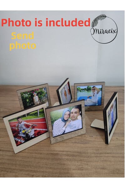 Miracix 6 Pieces Wooden (Including Photo) Polaroid Mini Photo Frame - 9X9Cm
