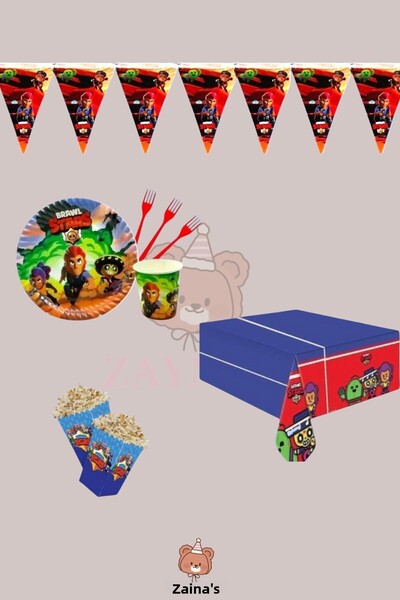 Zayna's مجموعة حفلات أعياد الميلاد للأولاد بتصميم براول ستارز - زينة حفلات لل...