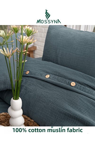 Mossyna 100% Cotton Muslin Double Duvet Cover Set