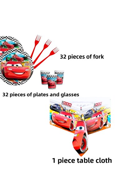 Zayna's Cars Cars Lightning Mcqueen Boy Birthday Party Concept Set 32 Person Party Supplies