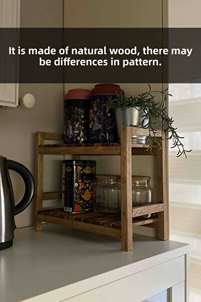 Moola رف حمام خشبي من طبقتين، منظم فوق الطاولة، منظم للمناشف ومستحضرات التجميل، رف خشبي