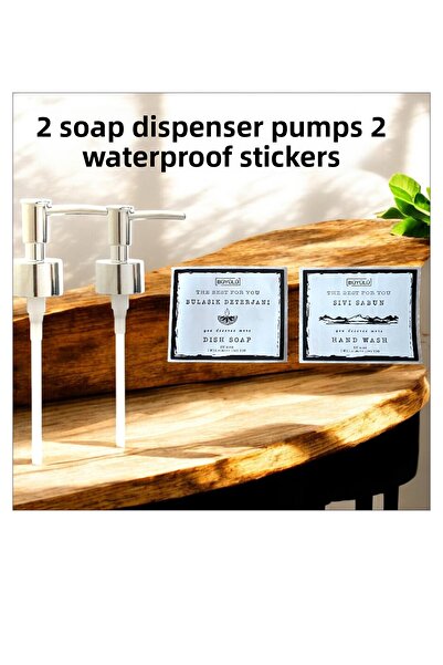 Trend Home Life 2 قطعة مضخة صابون سائل فضية 2 قطعة ملصق مقاوم للماء مقاس 7.5 ...