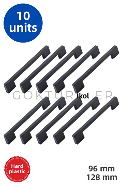 Muhtalif Markalar مجموعة من 10 مقابض أثاث سوداء مع أغطية بلاستيكية ومقابض للأ...