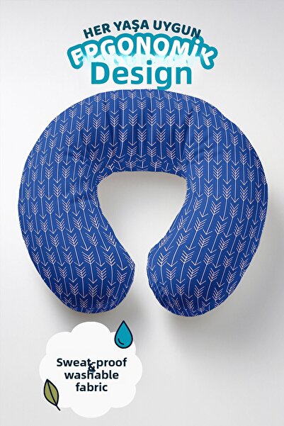 Evimde Bambaşka Pernă pentru gât din bumbac cu model săgeată - Pernă de călăt...