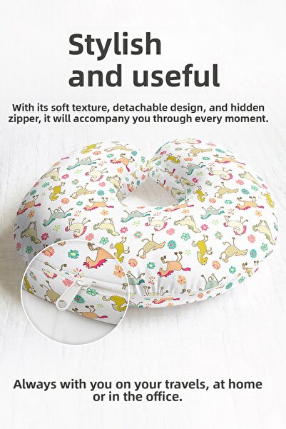 Evimde Bambaşka Pernă de gât din bumbac cu model de cal colorat - Pernă de că...