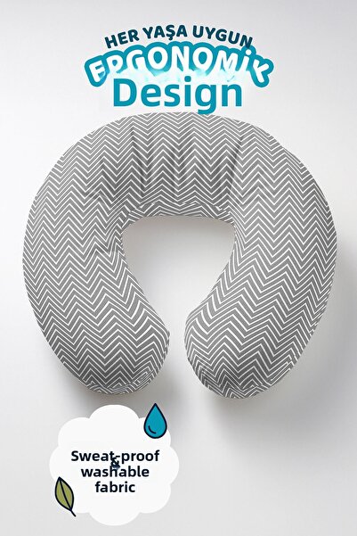 Evimde Bambaşka Pernă pentru gât din bumbac cu model în zig-zag - Pernă moale...