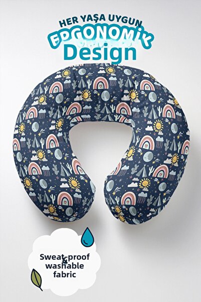 Evimde Bambaşka Pernă pentru gât cu tematică curcubeu colorat - Pernă de călă...