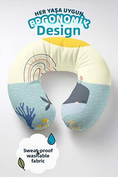 Evimde Bambaşka Pernă pentru gât cu model de balenă drăguță - Pernă de călăto...