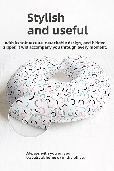 Evimde Bambaşka Modern Striped Cotton Neck Pillow - Pastel Colored Minimal Pa...