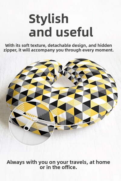 Evimde Bambaşka Pernă ergonomică pentru gât cu model geometric galben, negru,...
