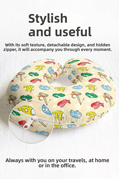Evimde Bambaşka Pernă pentru gât cu tematică vehicule colorate - Pernă de căl...