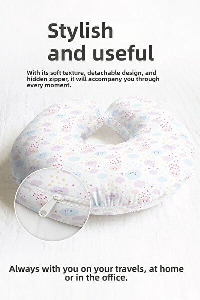 Evimde Bambaşka Pernă de gât din bumbac cu model de nor drăguț - Pernă de căl...