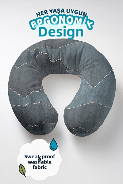 Evimde Bambaşka Pernă ergonomică pentru gât cu model de marmură - Pernă de că...