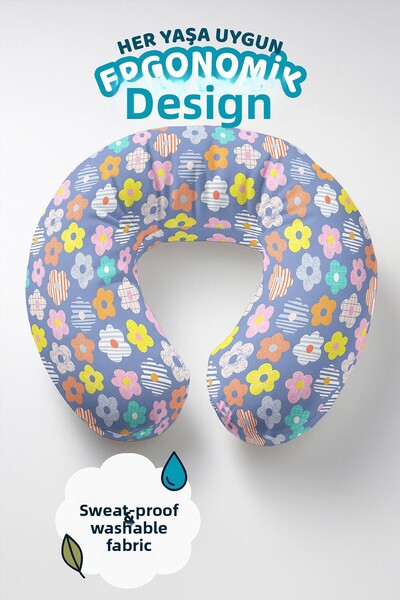 Evimde Bambaşka Pernă ergonomică pentru gât cu model de flori colorate - Pern...