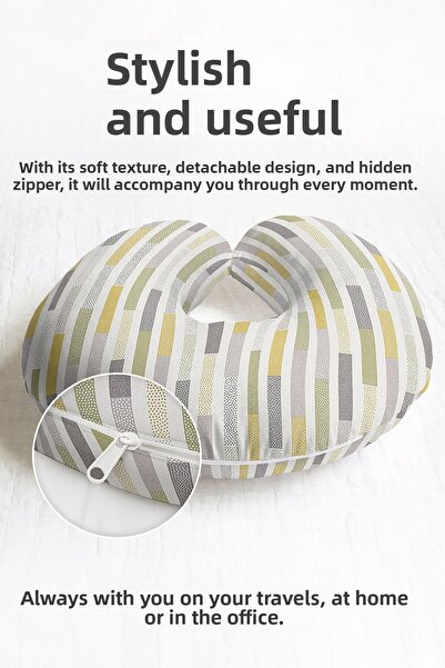 Evimde Bambaşka Geometric Modern Striped Neck Pillow - Soft Travel Pillow in ...